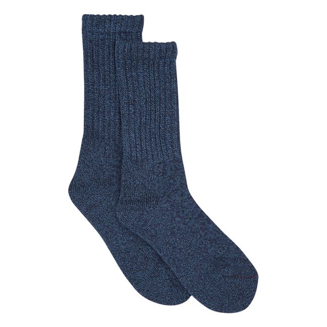 Wool and Cotton Ribbed Socks | Navy