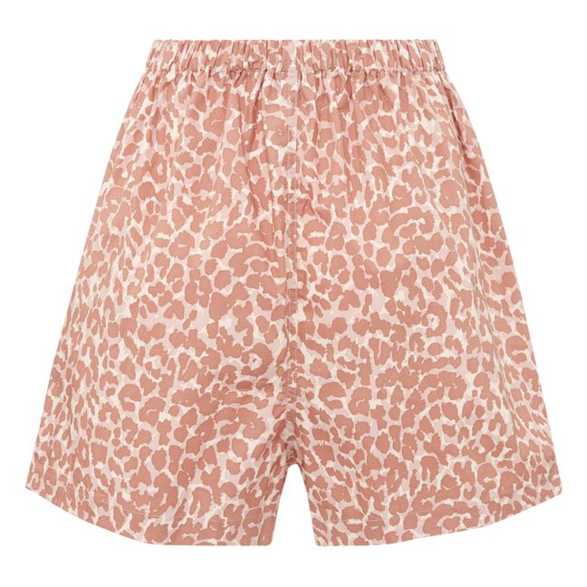 Alfie Leopard Print Organic Cotton Pyjama Shorts | Rosa chiaro