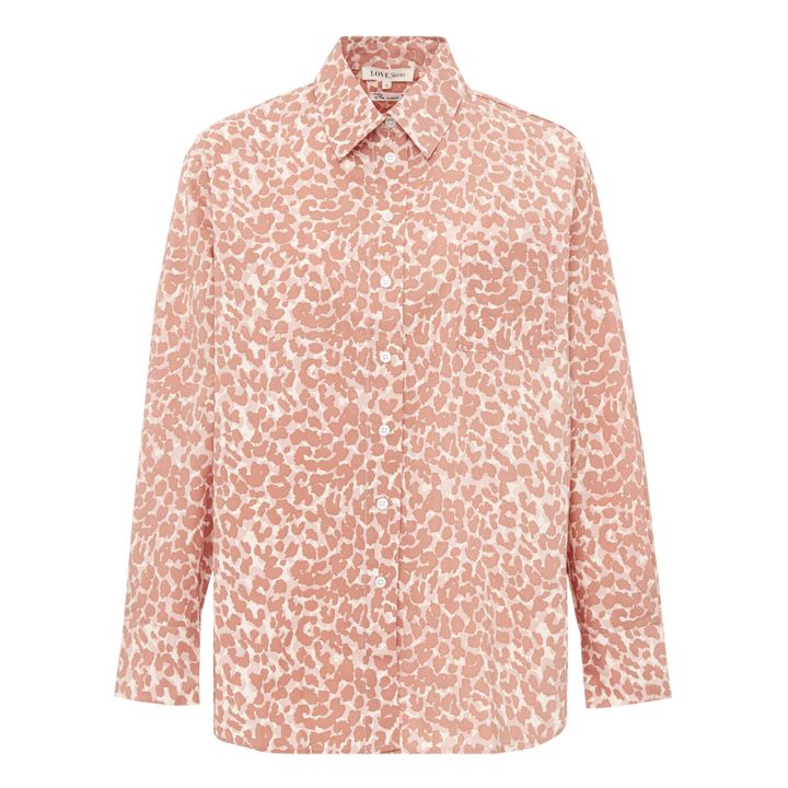 Sylvester Organic Cotton Leopard Print Pyjama Top | Rosa chiaro- Immagine del prodotto n°0