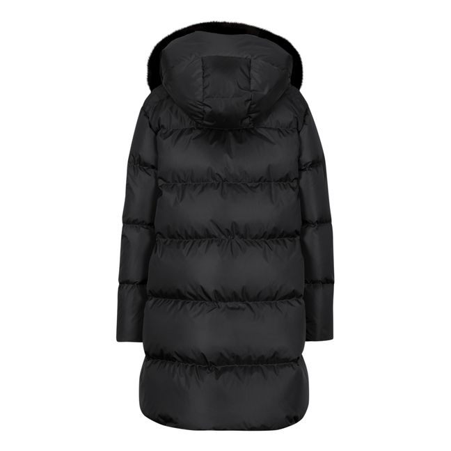 Faux Fur Hood Down Jacket | Black