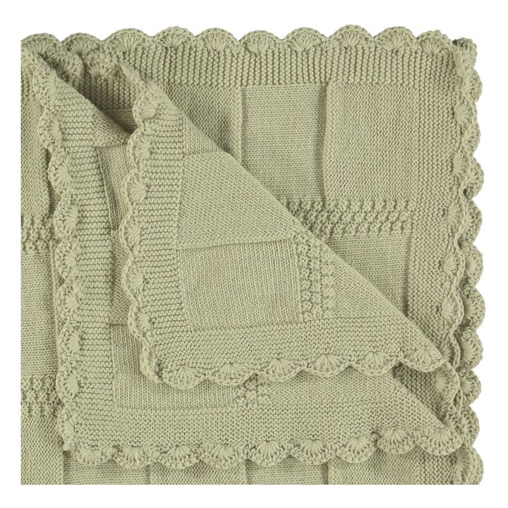 Couverture en laine mérinos | Sauge- Image produit n°1