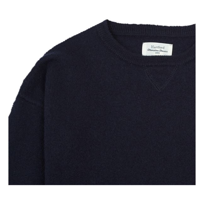 Jersey liso de lana | Azul Marino