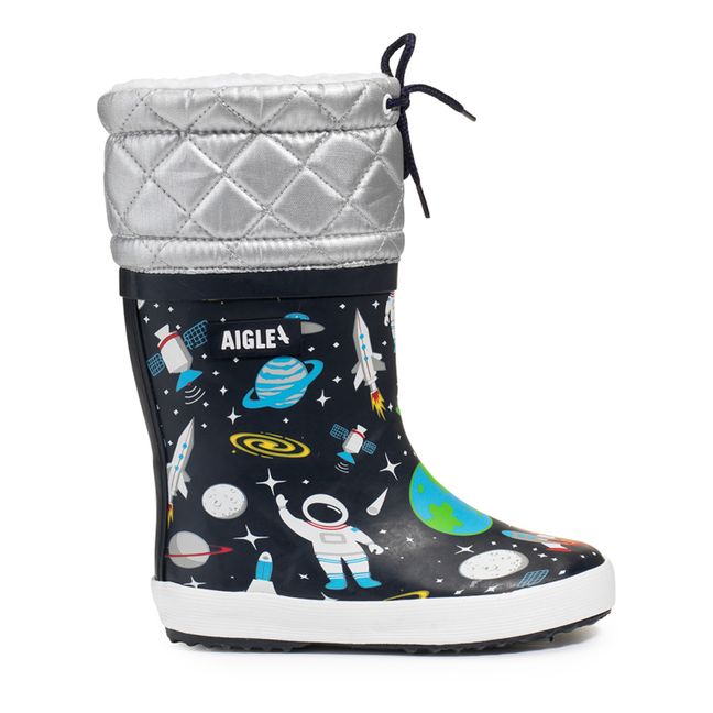 Giboulée Fur-Lined Space Rain Boots | Blu marino