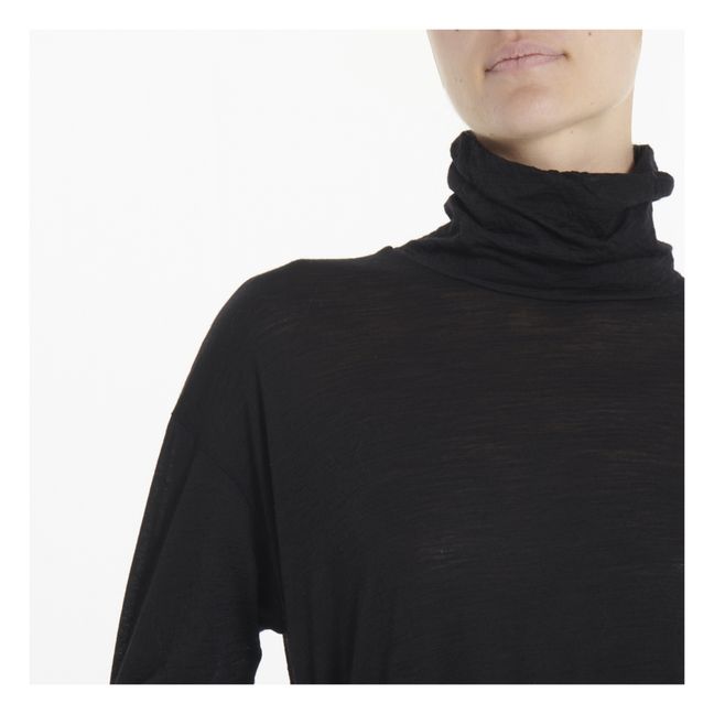 Unterpullover mit Rollkragen Wolle | Schwarz