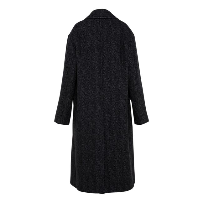 Oversize Herringbone Woollen Coat | Grigio carbone