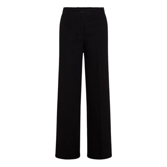 Wool and Cotton Straight-Leg Trousers | Black