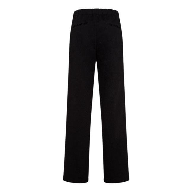 Wool and Cotton Straight-Leg Trousers | Nero