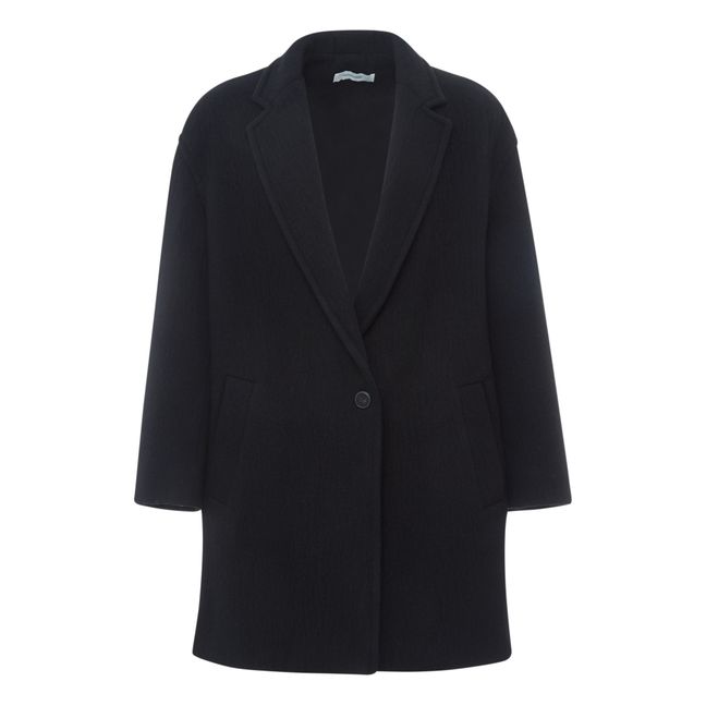 Mantel Oversized strukturierte Wolle | Schwarz