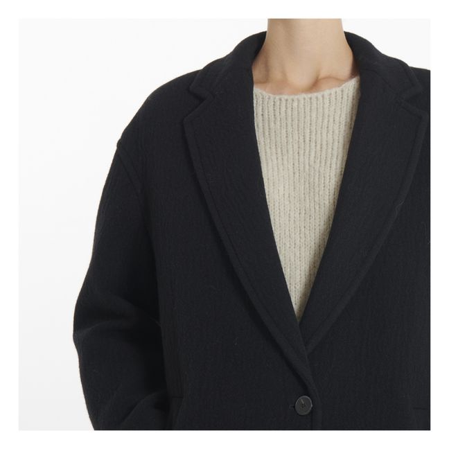 Textured Woollen Oversize Coat | Schwarz