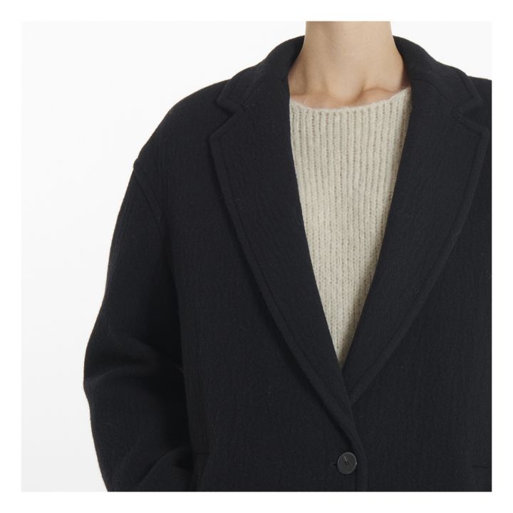 Textured Woollen Oversize Coat | Nero- Immagine del prodotto n°4