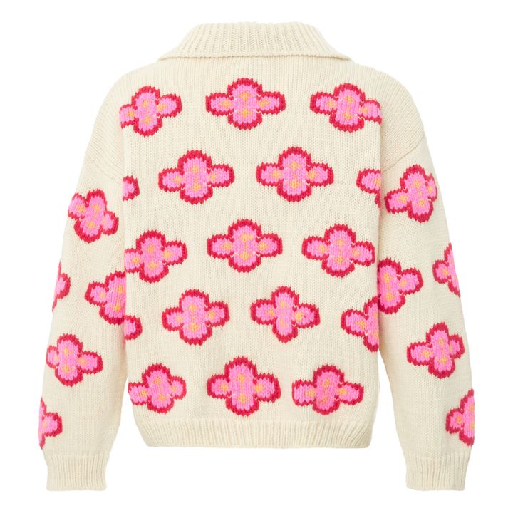 Yoko Merino Wool Floral Cardigan Cream Tach Clothing Fashion Adult