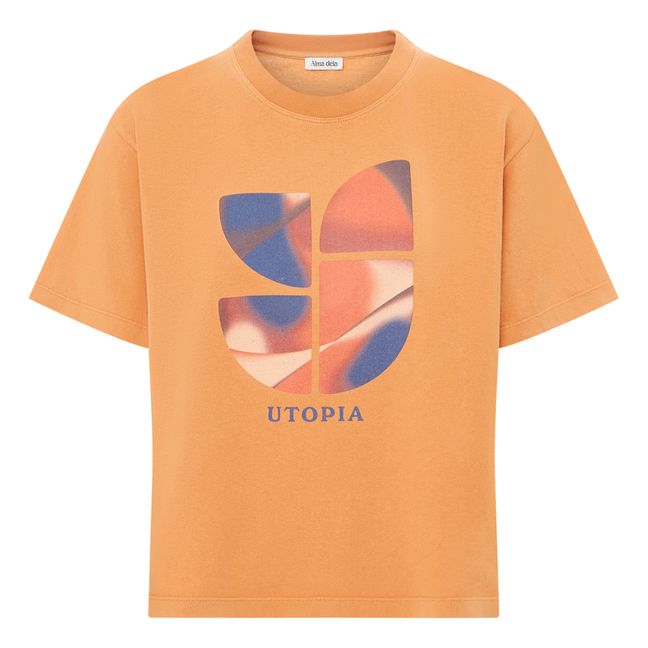 Utopia Organic Cotton Boxy Print T-shirt | Orange