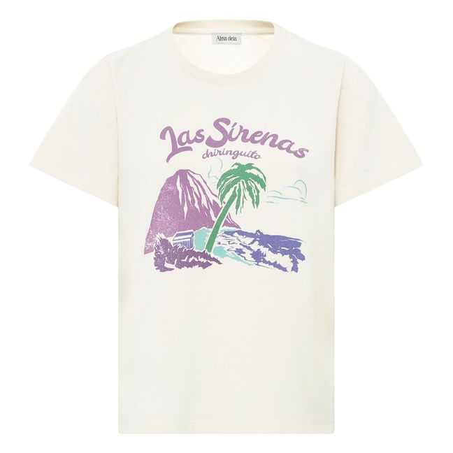 Las Sirenas Organic Cotton Print T-shirt | Elfenbeinfarben