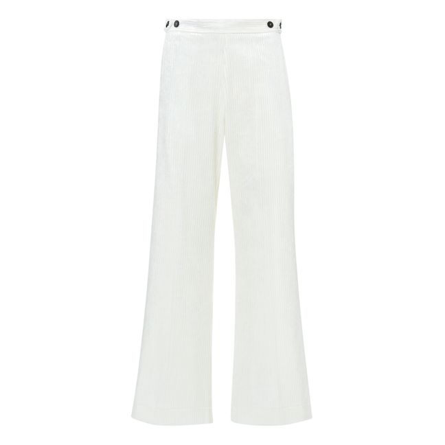 Pantalon Flare Velours Côtelé  | Blanc