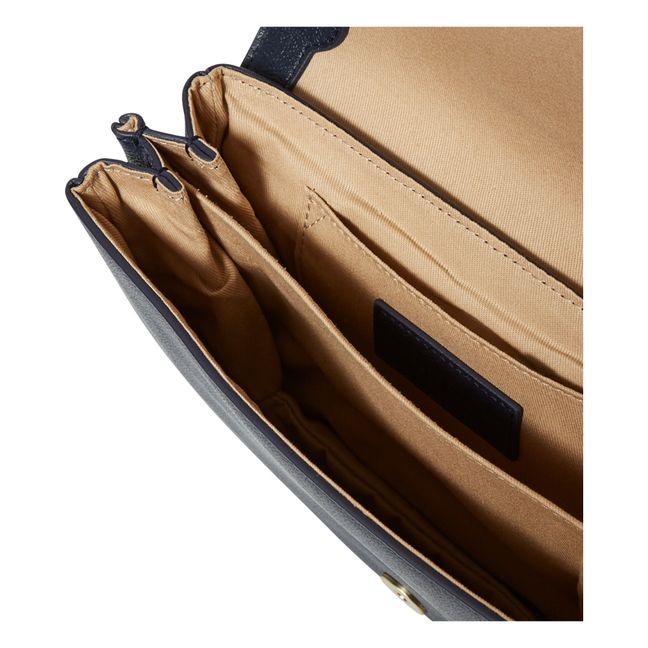 Hana Leather Eyelet Detail Bag | Blu marino