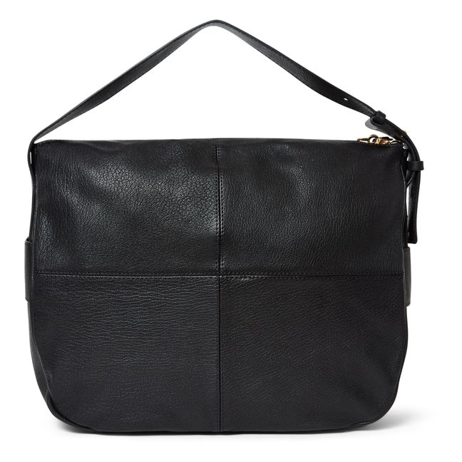 Hana Dual-Material Shoulder Bag | Nero
