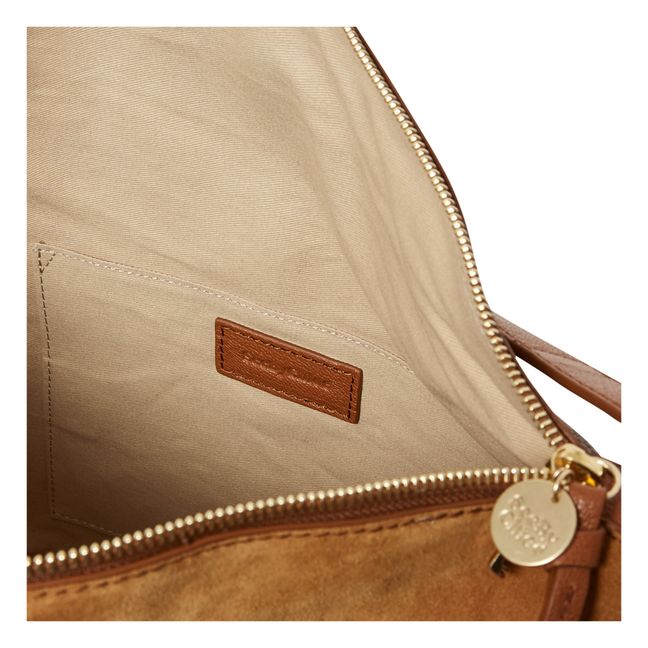 Hana Dual-Material Shoulder Bag | Caramel