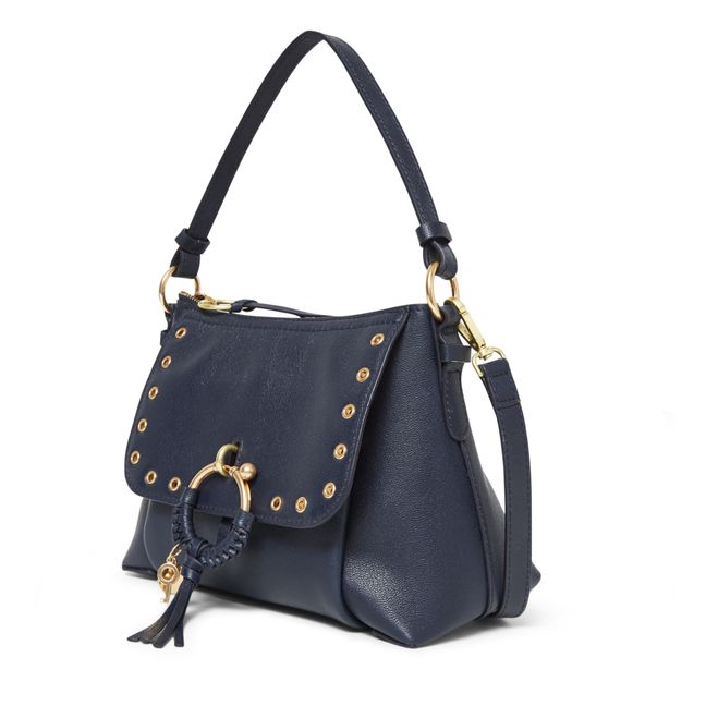 Joan Leather Eyelet Detail Bag | Graphite Blue