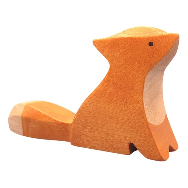 Sitting Fox Wooden Figurine