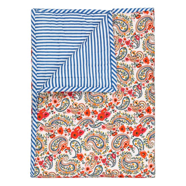 Plaid quilté réversible Kashmir sarong | Bleu