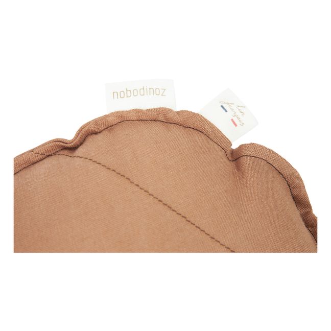 Coussin feuille - Lin Français | Noisette