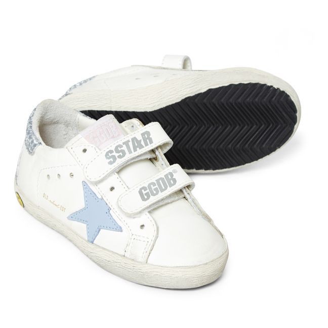 Old School Glitter Velcro Sneakers | Azul