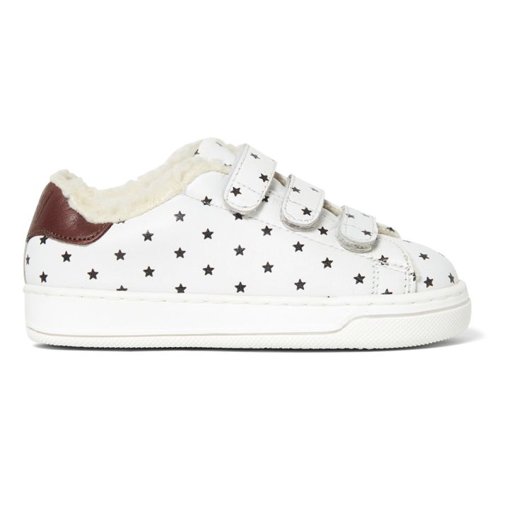 Velcro Lined Sneakers with Stars | Ecru- Product image n°0