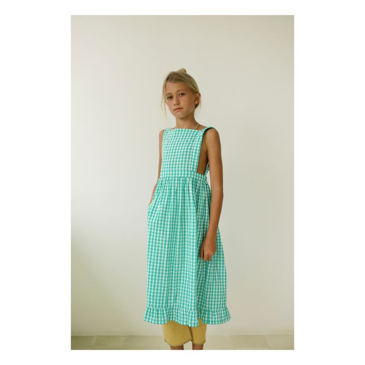 Valeriane Checked Apron Dress | Blu- Immagine del prodotto n°6