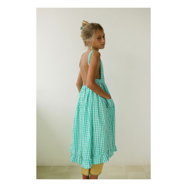 Valeriane Checked Apron Dress | Blu- Immagine del prodotto n°8