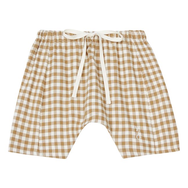Haru Organic Cotton Checkered Shorts | Ecru