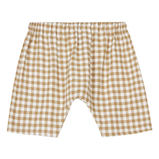 Haru Organic Cotton Checkered Shorts | Ecru