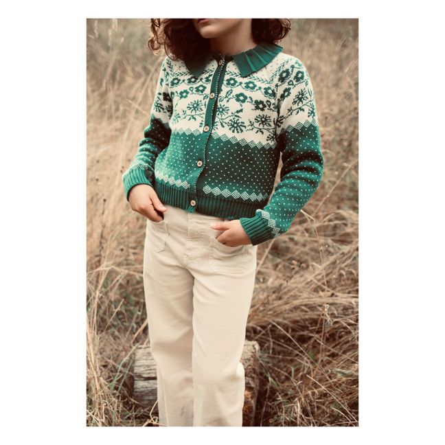 Organic Cotton Jacquard Cardigan | Verde