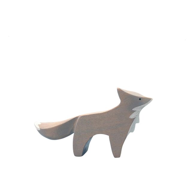 Statuetta in legno cucciolo di lupo in piedi