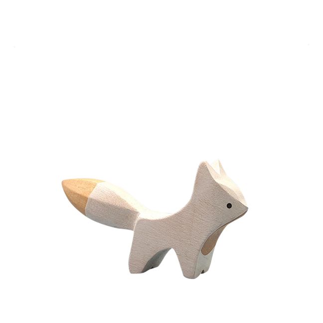 Statuetta in legno cucciolo di volpe artica in piedi