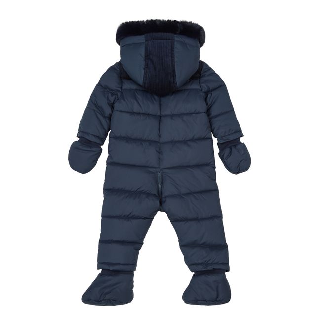 Dual Material Baby Snowsuit | Azul Marino