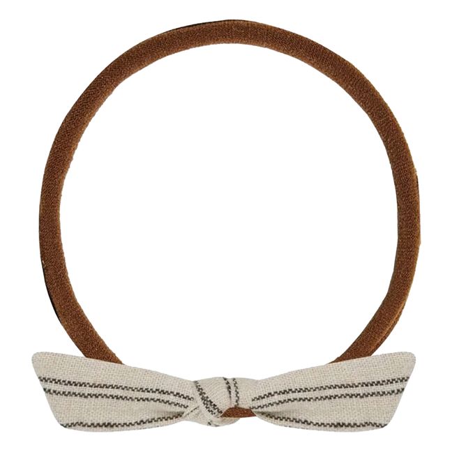 Striped Small Bow Headband  | Cream