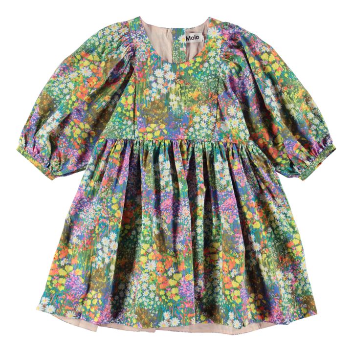 Caio Floral Organic Cotton Dress | Green- Product image n°0