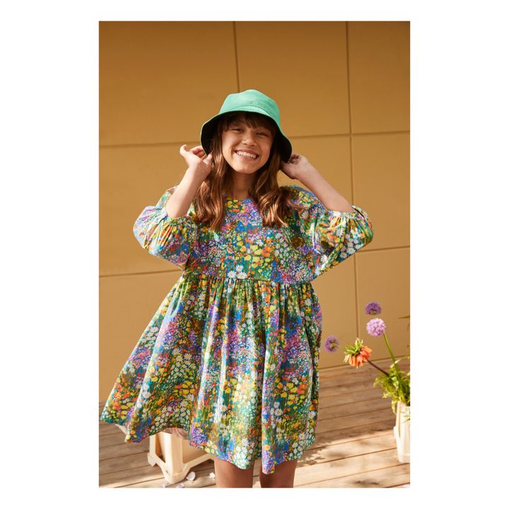 Caio Floral Organic Cotton Dress | Green- Product image n°1