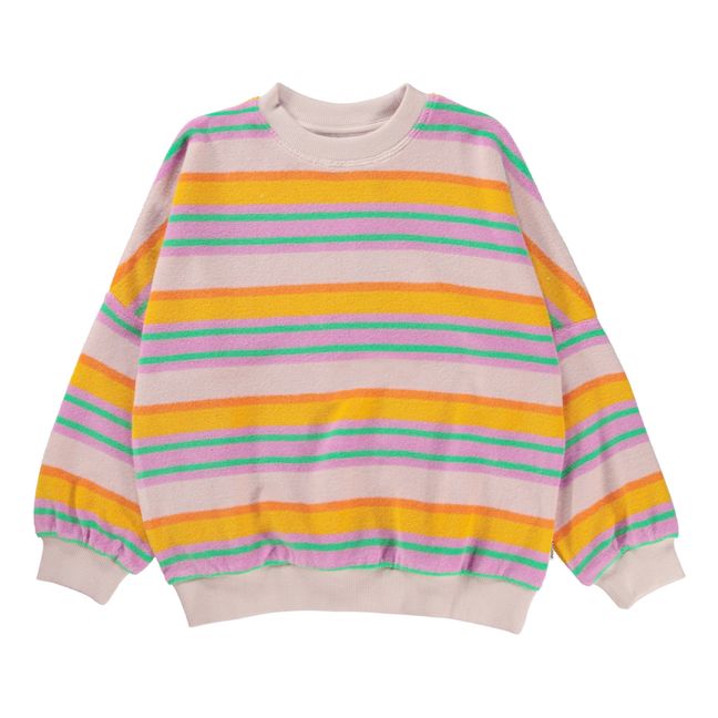 Marika Striped Terry Crew Neck Sweatshirt | Pink