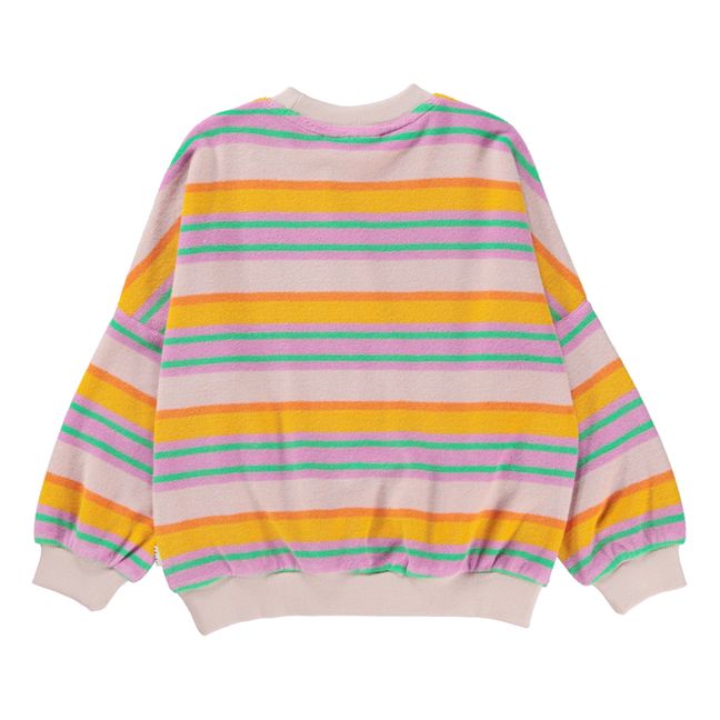 Marika Striped Terry Crew Neck Sweatshirt | Rosa