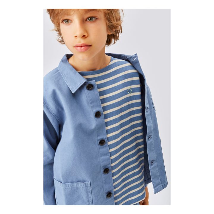 Rilder Organic Cotton Striped T-Shirt | Blue- Product image n°1