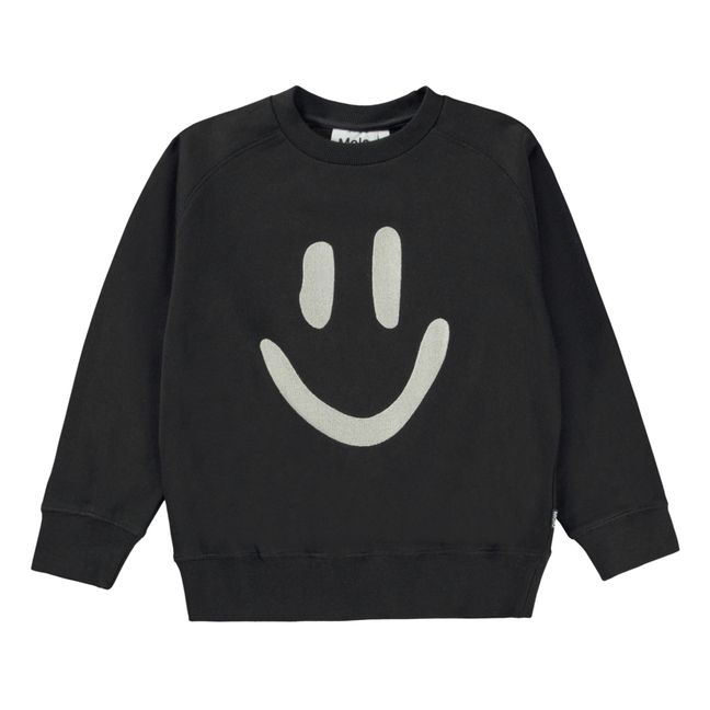 Happy Mike Organic Cotton Crew Neck Sweatshirt | Black