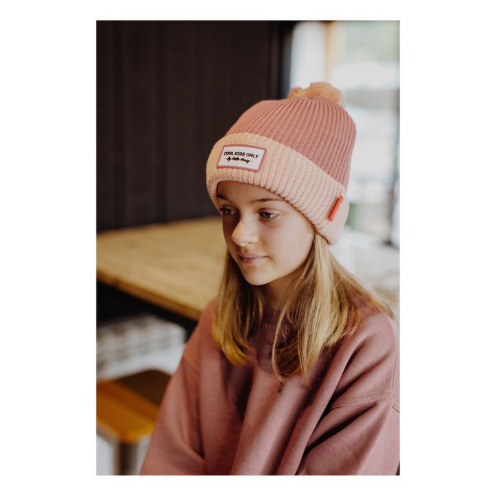 Colour Block Organic Cotton Beanie | Pink- Product image n°2