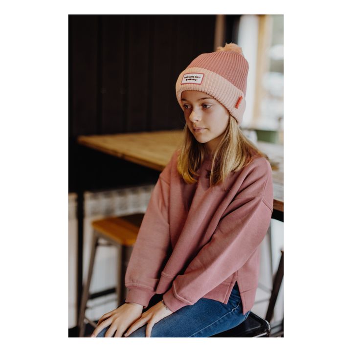 Colour Block Organic Cotton Beanie | Pink- Product image n°3