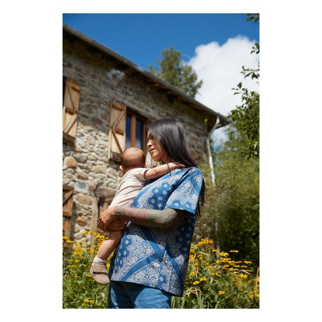 Camiseta de lactancia de algodón Bandana Oeko-Tex | Azul