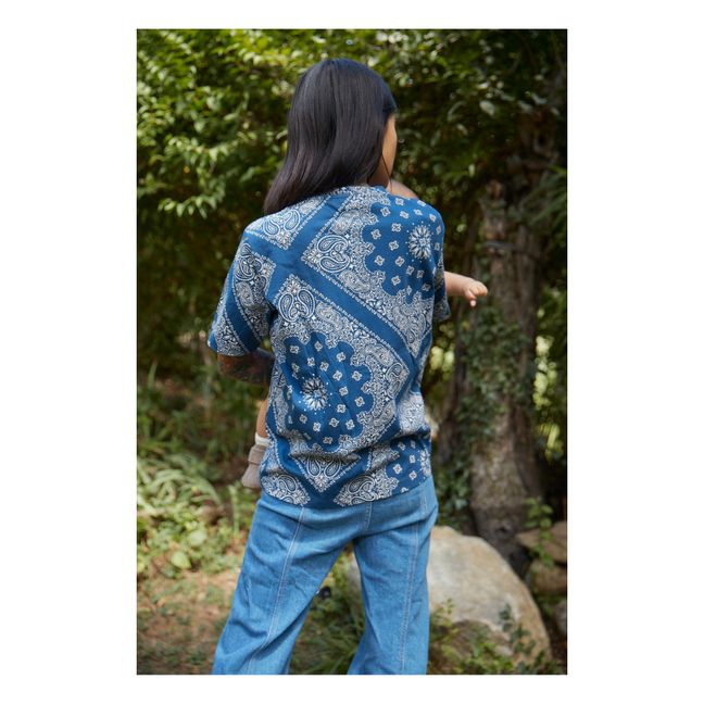 T-shirt d'Allaitement Bandana Coton Oeko-Tex | Bleu