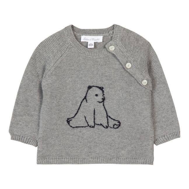 Bear Embroidered Jumper | Heather grey