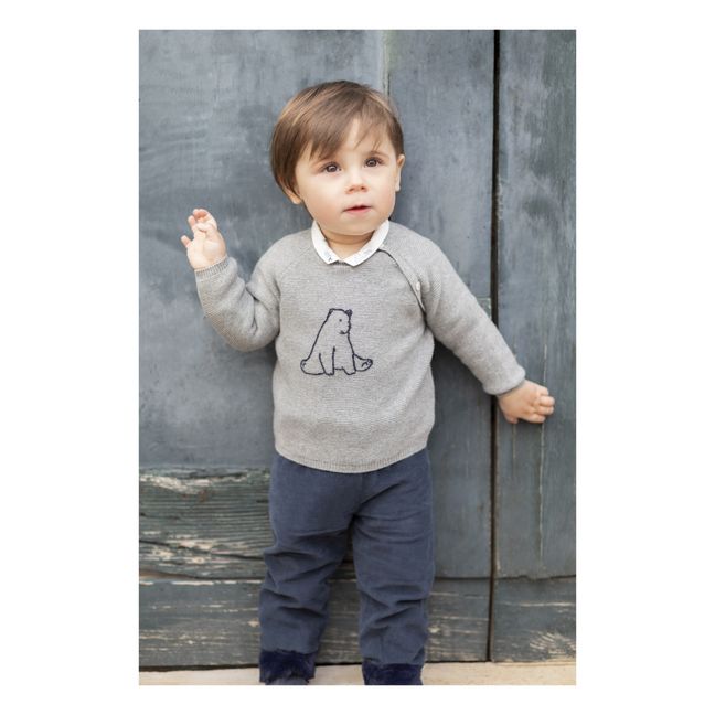 Bear Embroidered Jumper | Heather grey