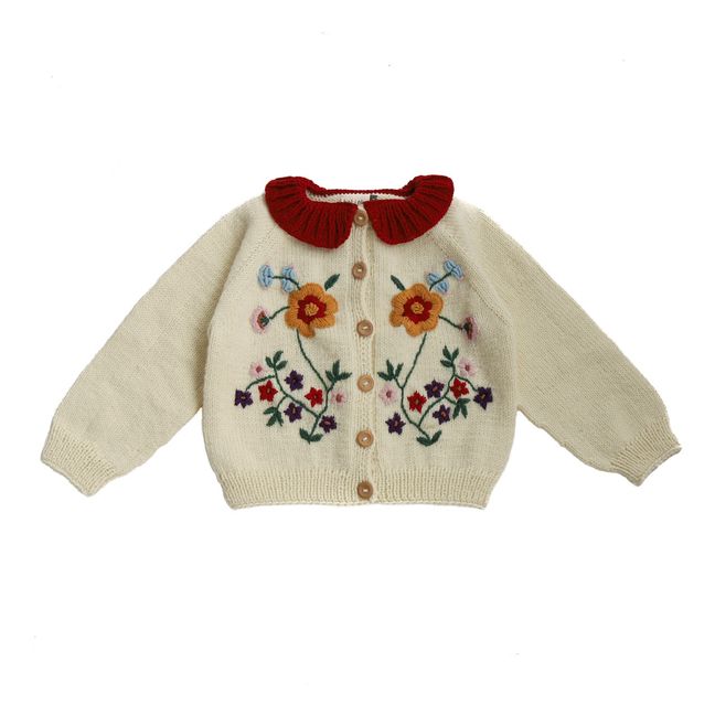 Stephanie Hand Embroidered Merino Wool Cardigan | Seidenfarben