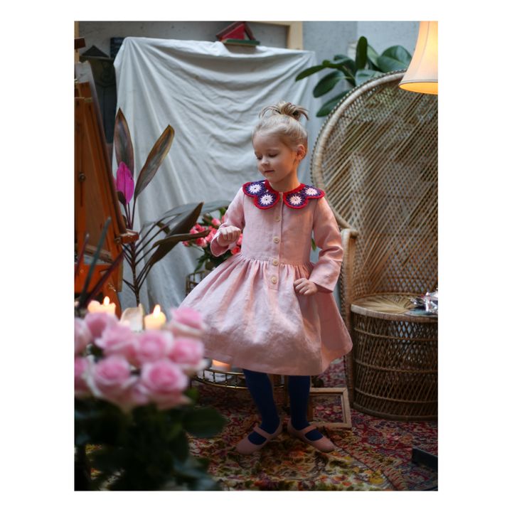 Linda Knitted Linen Collar Dress | Rosa- Imagen del producto n°2